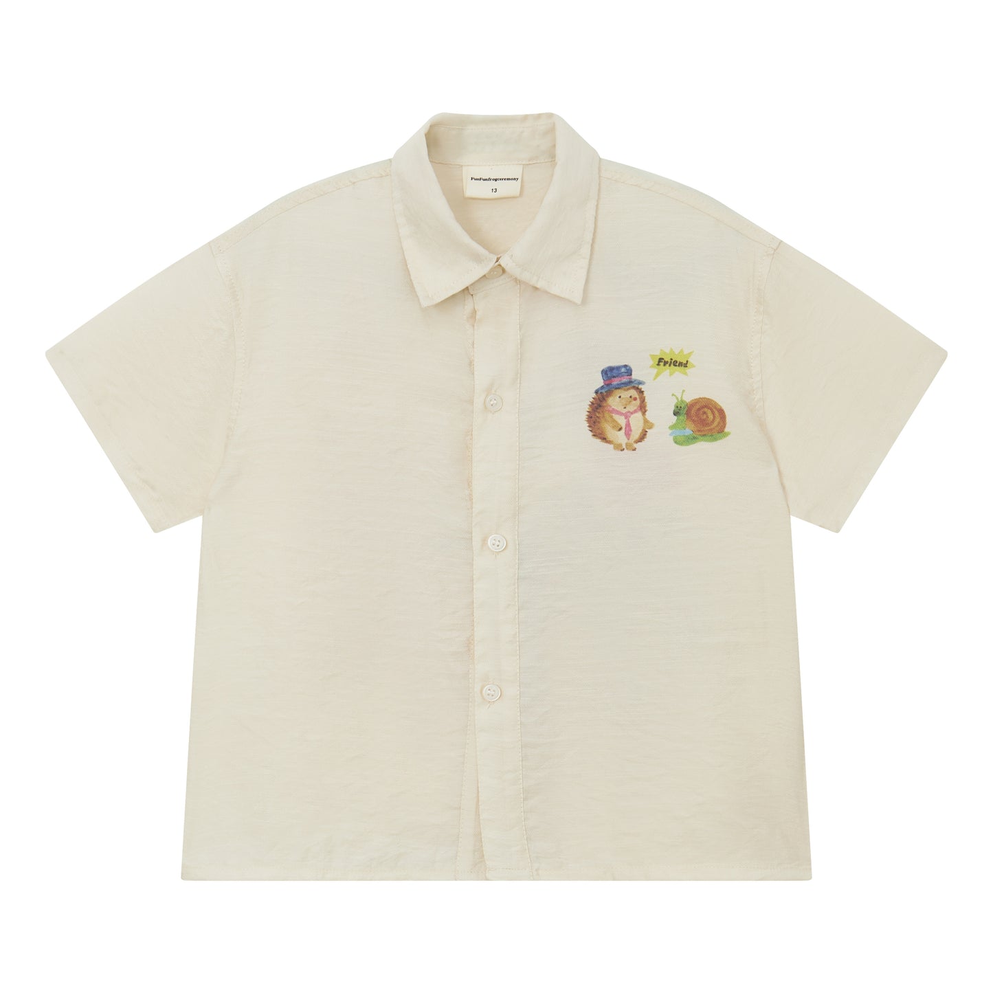 Raypon | Artisan Series | Hedgehog Embroidered Slub Cotton Shirt