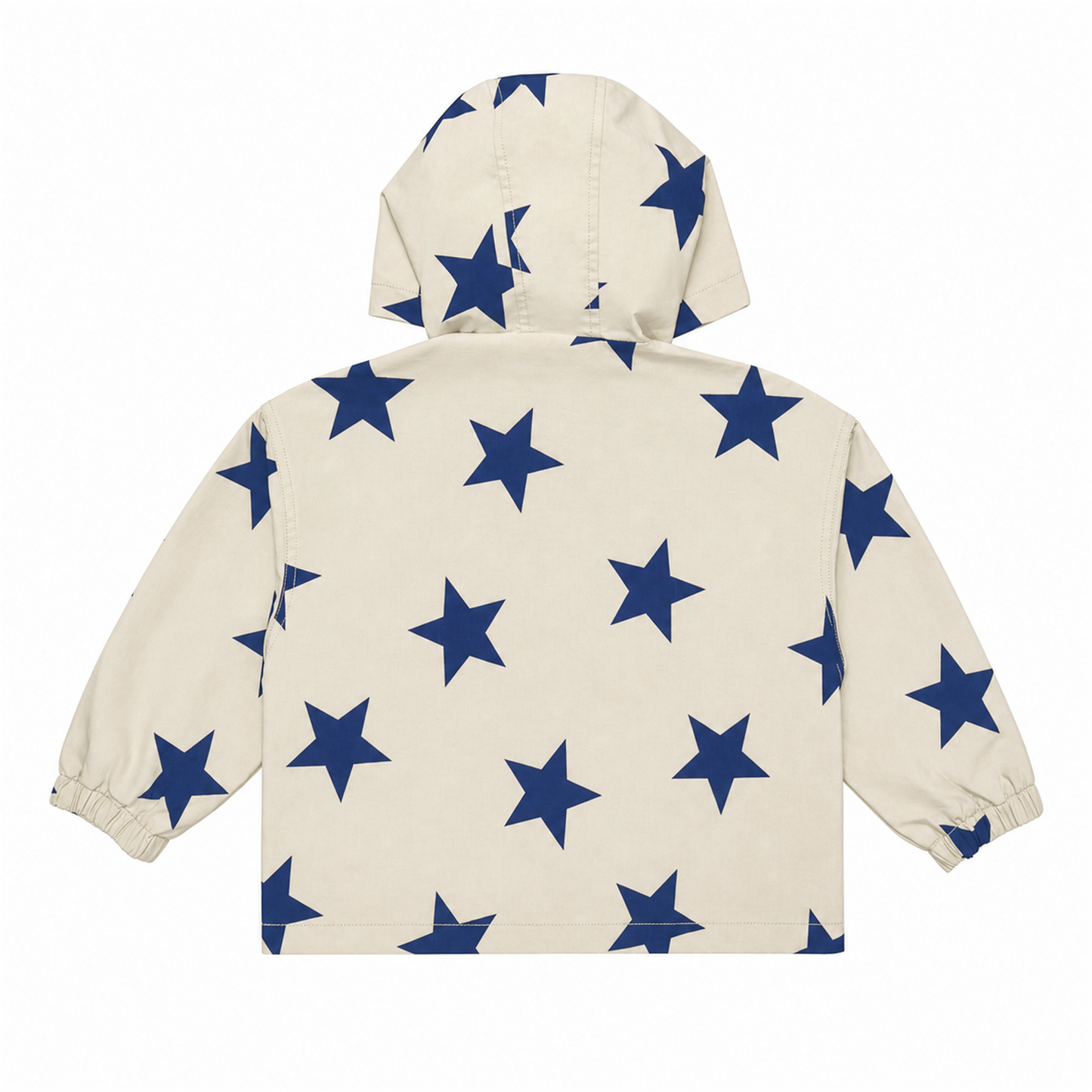 Raypon All-Over Star Hooded Jacket in Ivory/Navy - back view