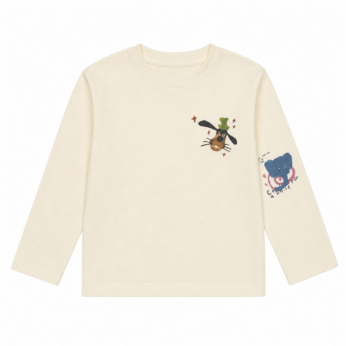 Raypon Cool Off Elephant Long-Sleeve Tee in Ivory - front view