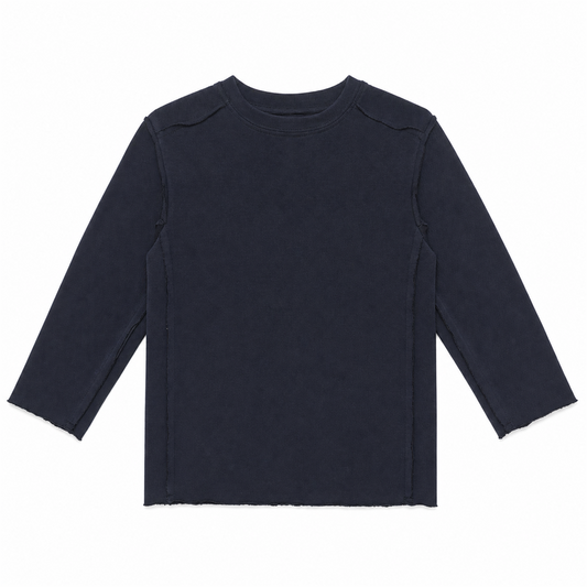 Raypon Always Have Paris Raw-Edge Long-Sleeve Tee in Navy - front view