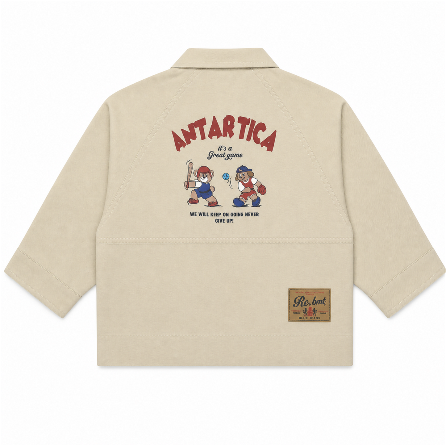 Raypon Antarctica Patch Windbreaker in Khaki - back view