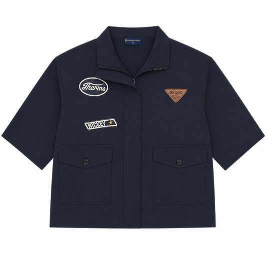Raypon Antarctica Patch Windbreaker in Navy - front view