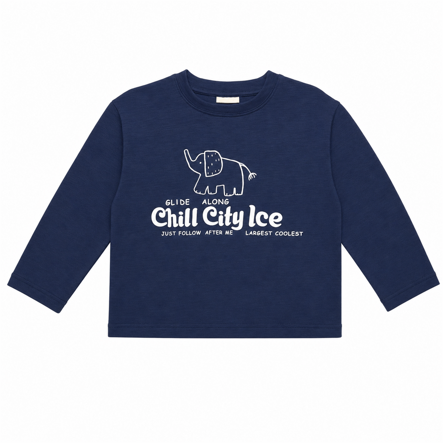 Raypon Chill City Elephant Long-Sleeve Tee in Navy - front view
