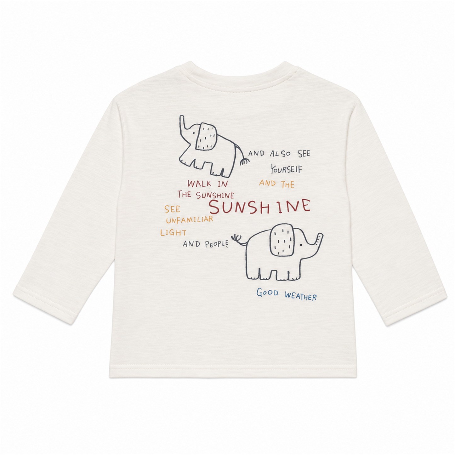 Raypon Chill City Elephant Long-Sleeve Tee in White - back view