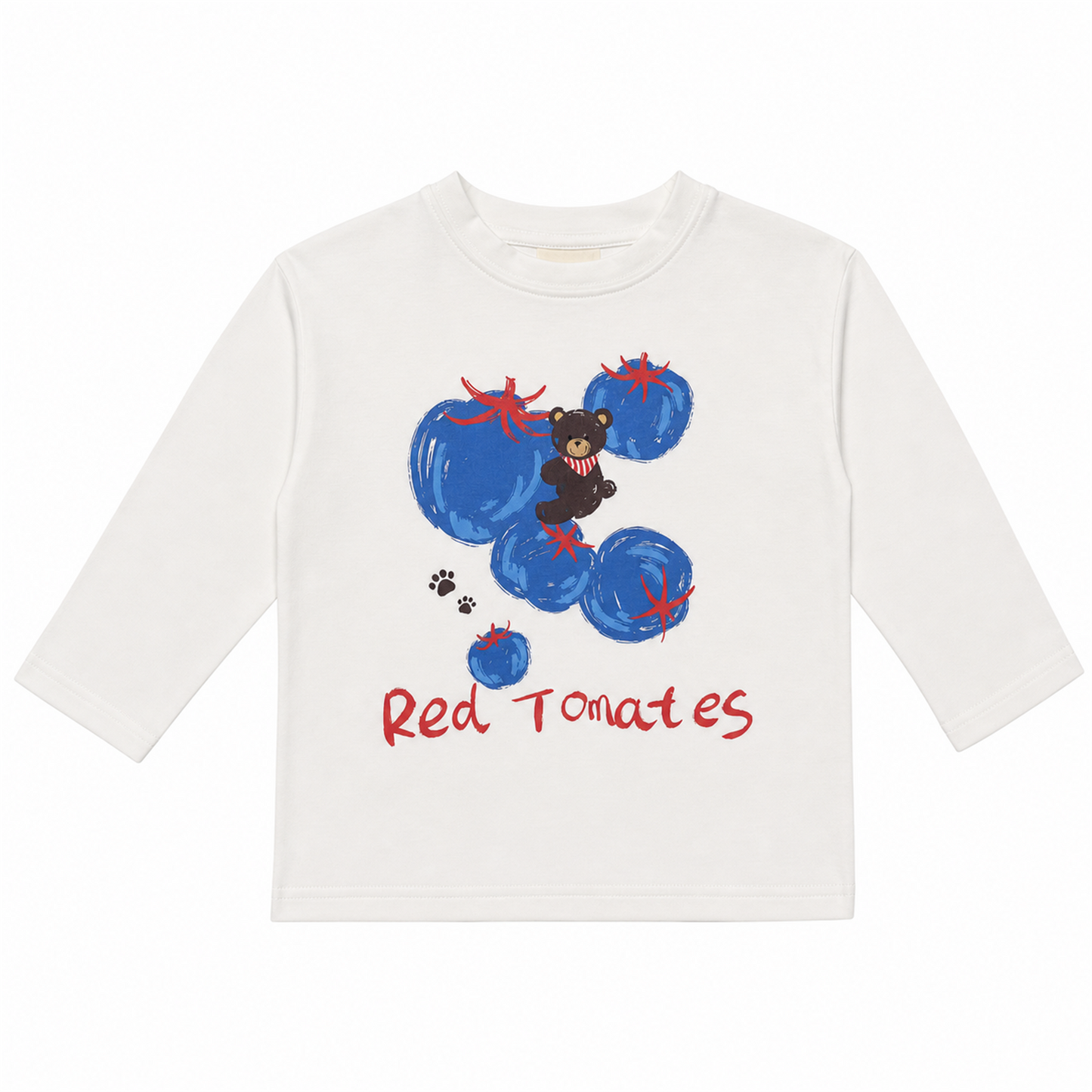Raypon Red Tomatoes Graphic Long-Sleeve Tee in White - front view