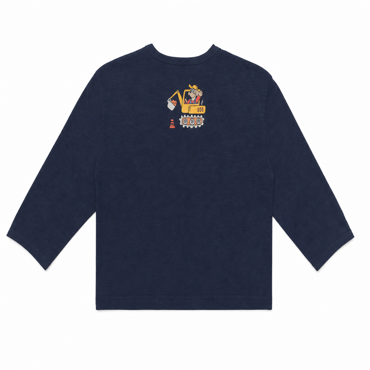 Raypon Excavator Graphic Long-Sleeve Tee in Navy - back view