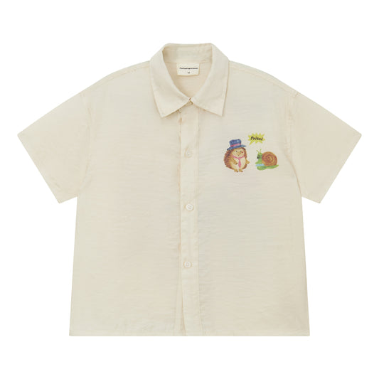 Raypon | Artisan Series | Hedgehog Embroidered Slub Cotton Shirt
