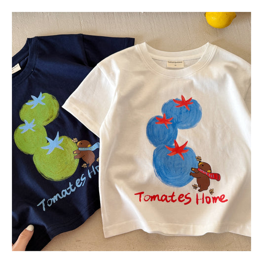 Raypon | The Art of Play | "Happy Tomato" Whimsical Slub Cotton Tee