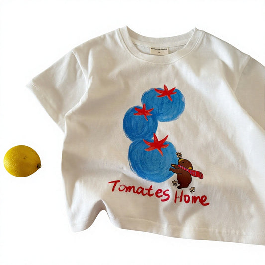 Raypon | The Art of Play | "Happy Tomato" Whimsical Slub Cotton Tee