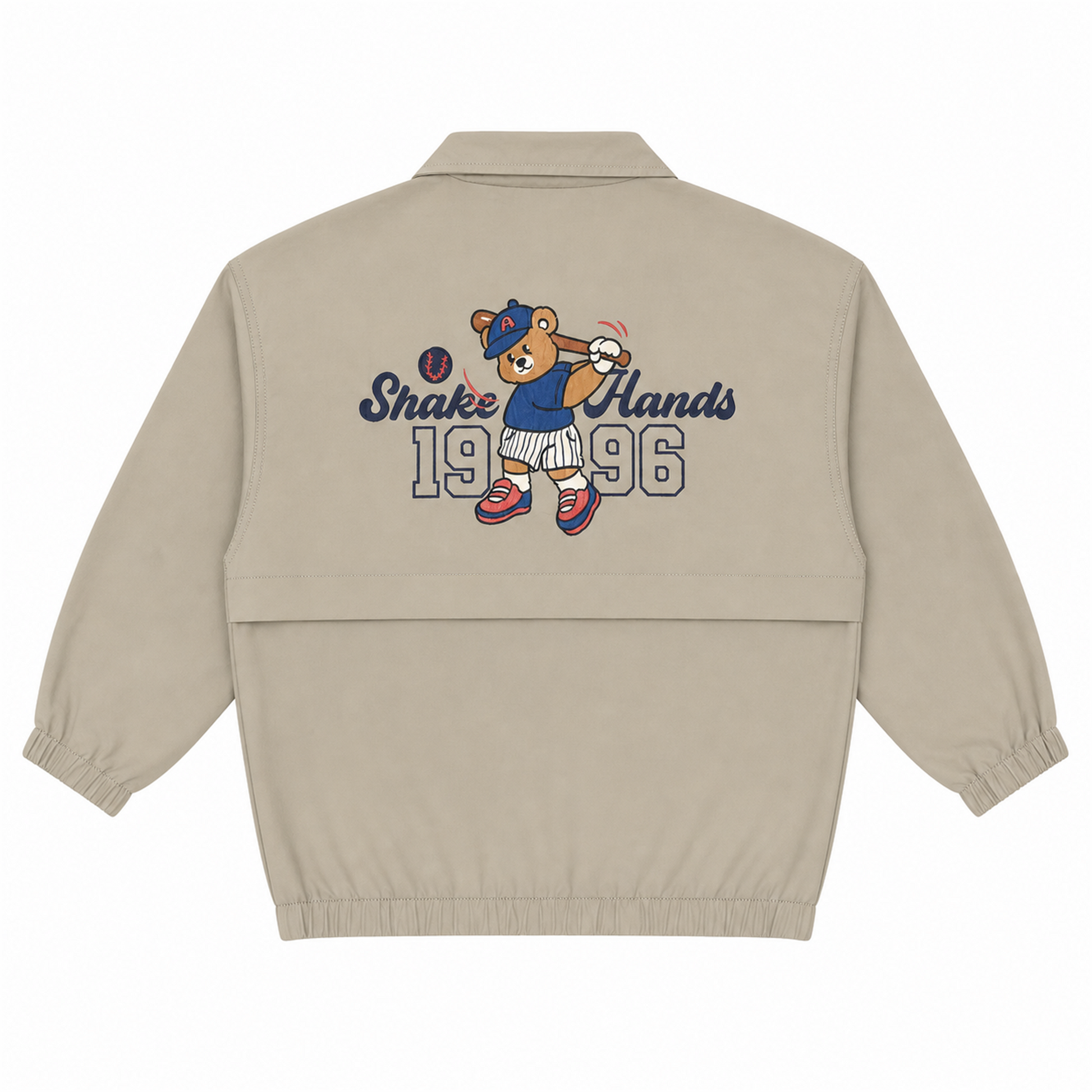 Raypon Shake Hands Tennis Jacket in Khaki - back view