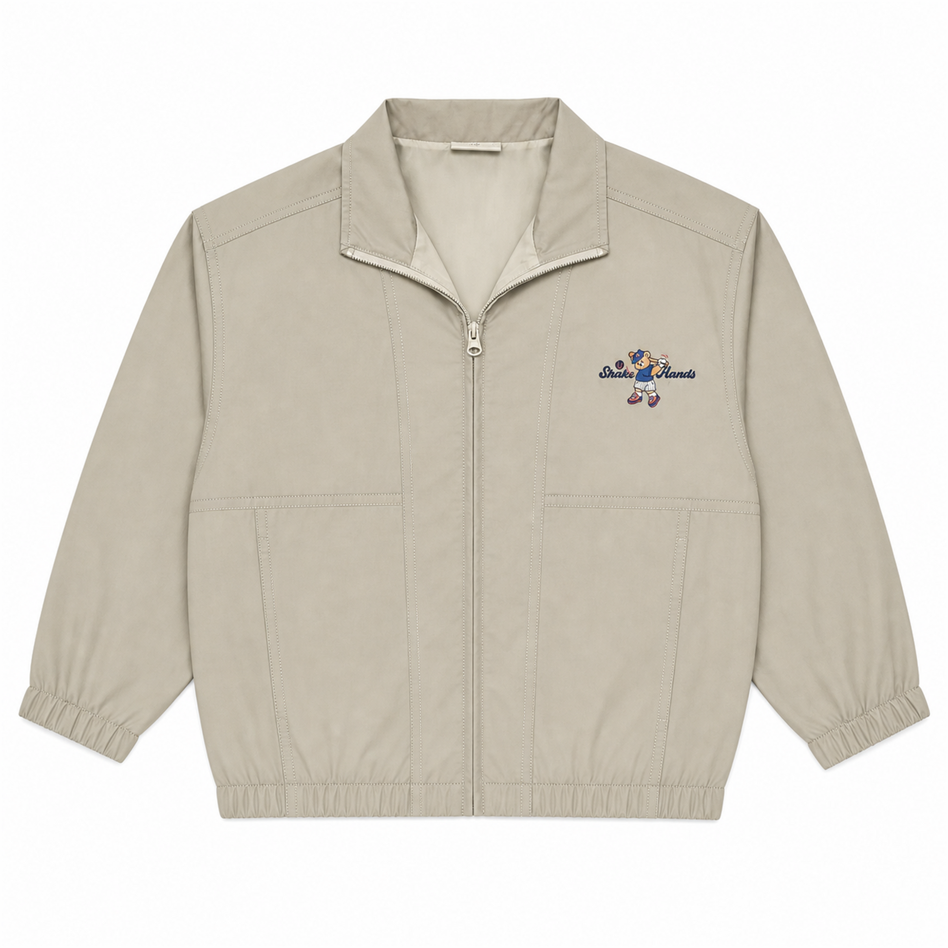 Raypon Shake Hands Tennis Jacket in Khaki - front view