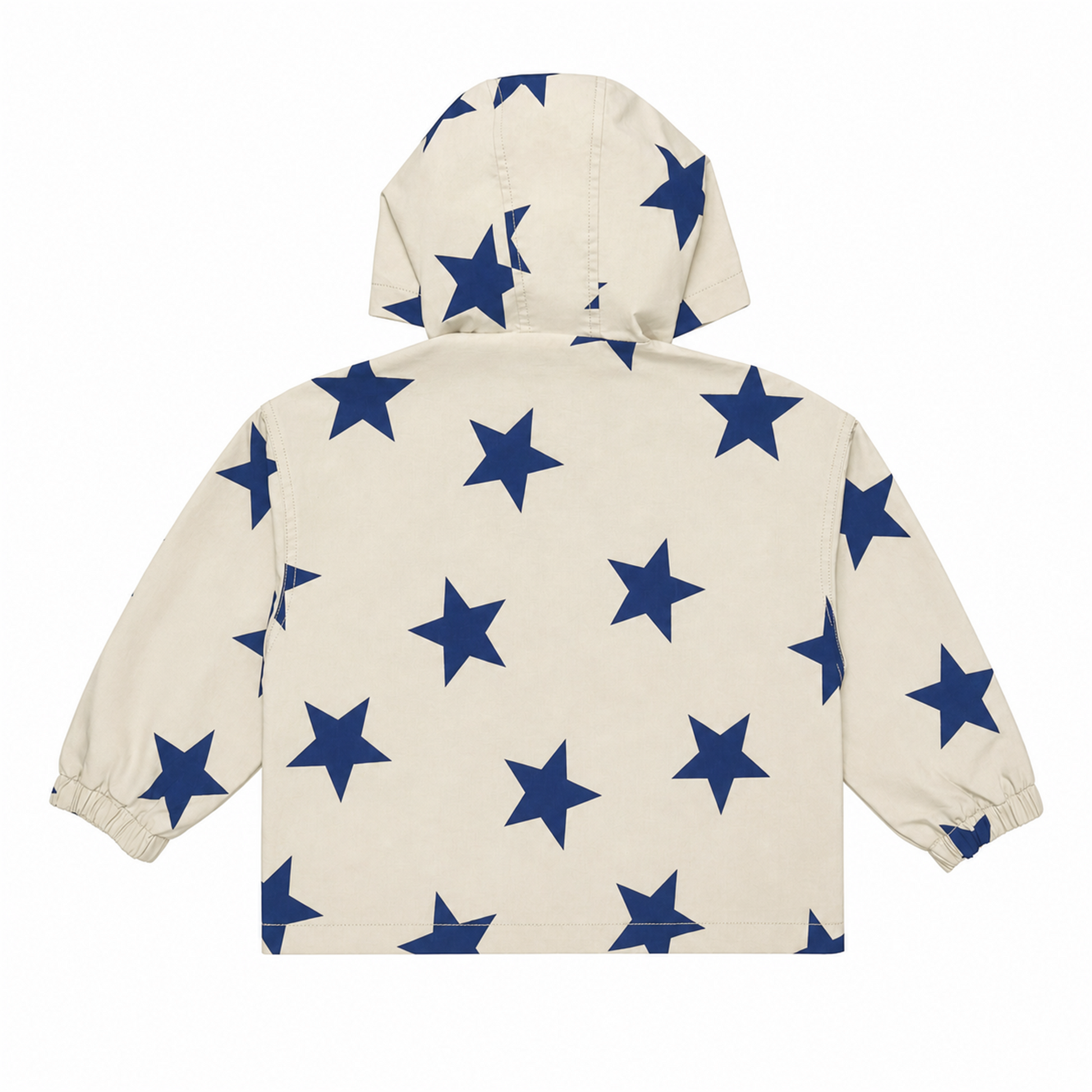 Raypon All-Over Star Hooded Jacket in Ivory/Navy - back view
