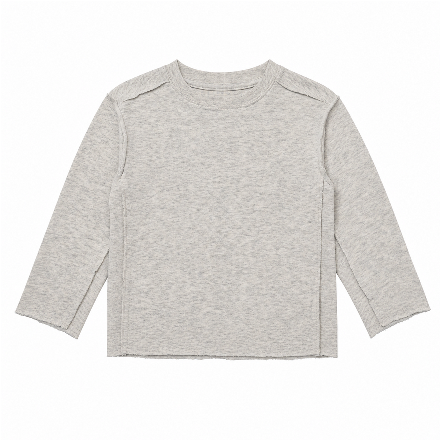 Raypon Always Have Paris Raw-Edge Long-Sleeve Tee in Heather Grey - front view
