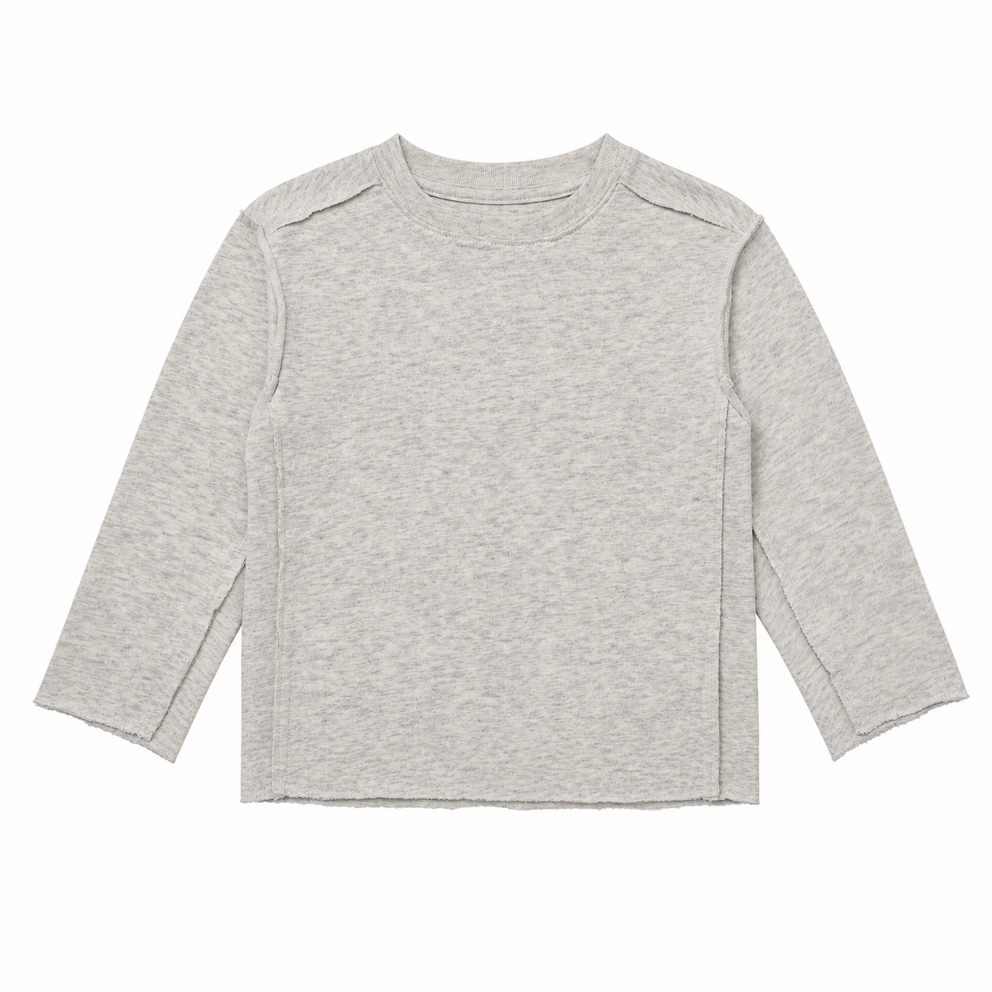 Raypon Always Have Paris Raw-Edge Long-Sleeve Tee in Heather Grey - front view