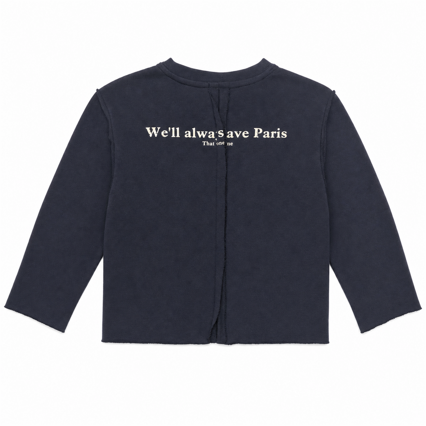 Raypon Always Have Paris Raw-Edge Long-Sleeve Tee in Navy - back view