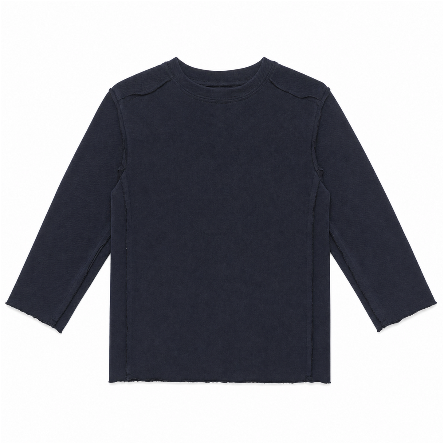 Raypon Always Have Paris Raw-Edge Long-Sleeve Tee in Navy - front view