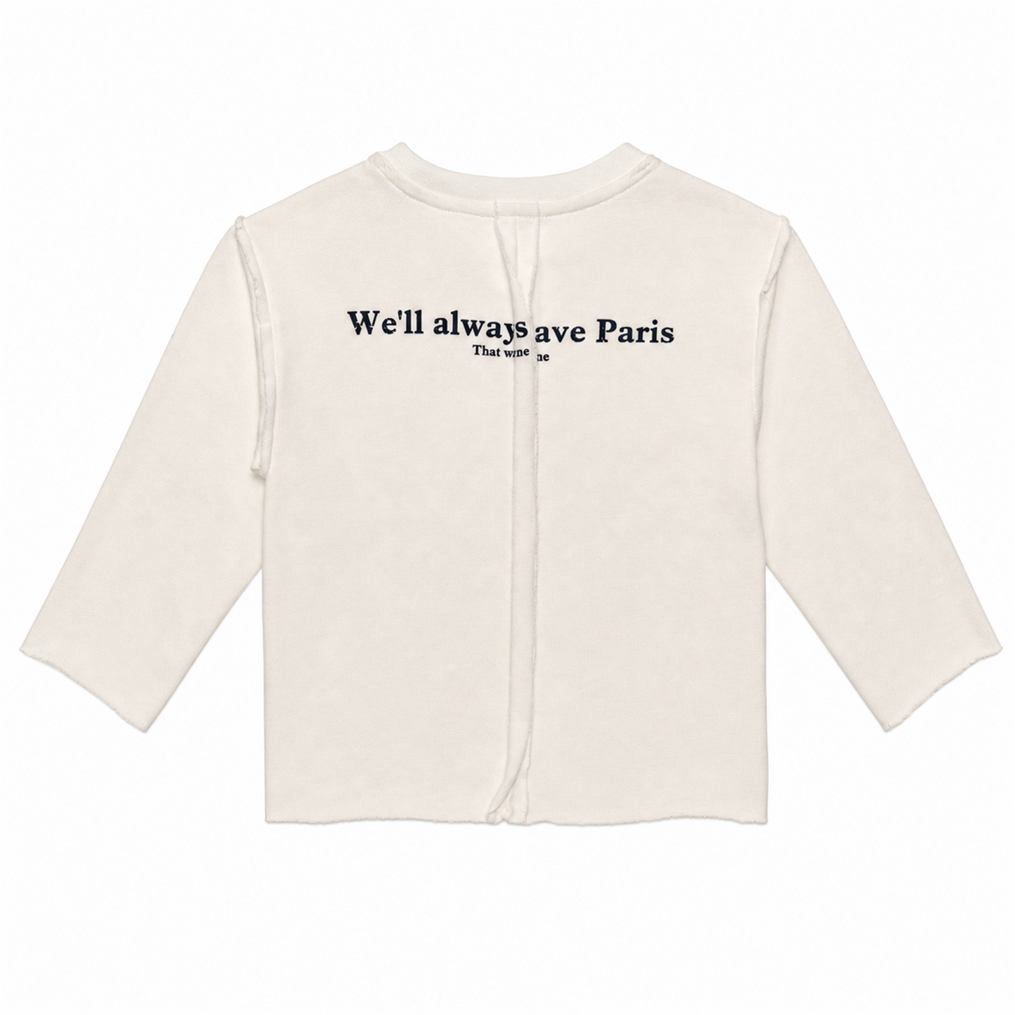 Raypon Always Have Paris Raw-Edge Long-Sleeve Tee in White - back view