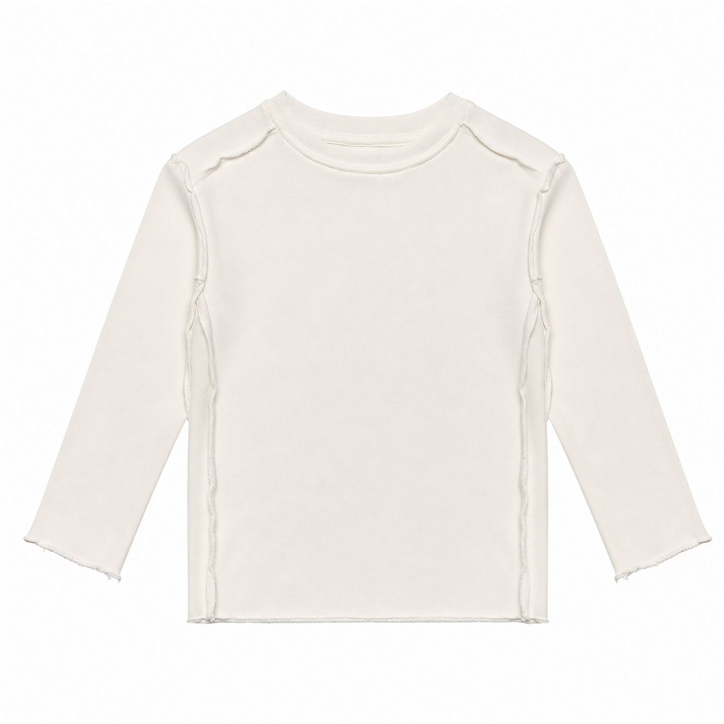 Raypon Always Have Paris Raw-Edge Long-Sleeve Tee in White - front view