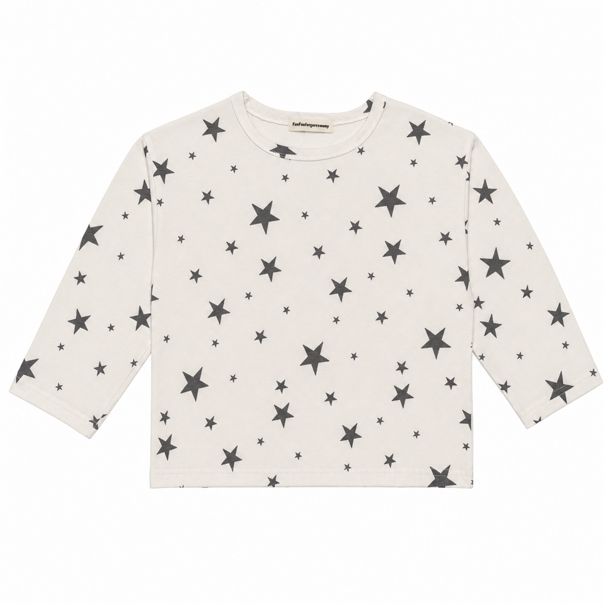 Raypon All-Over Star Long-Sleeve Tee in White - front view