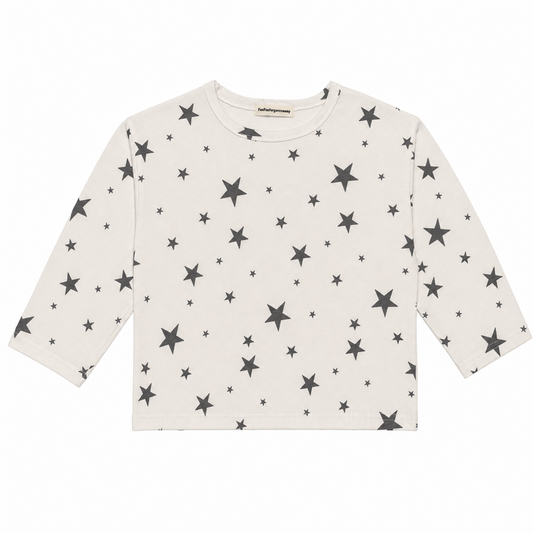 Raypon All-Over Star Long-Sleeve Tee in White - front view