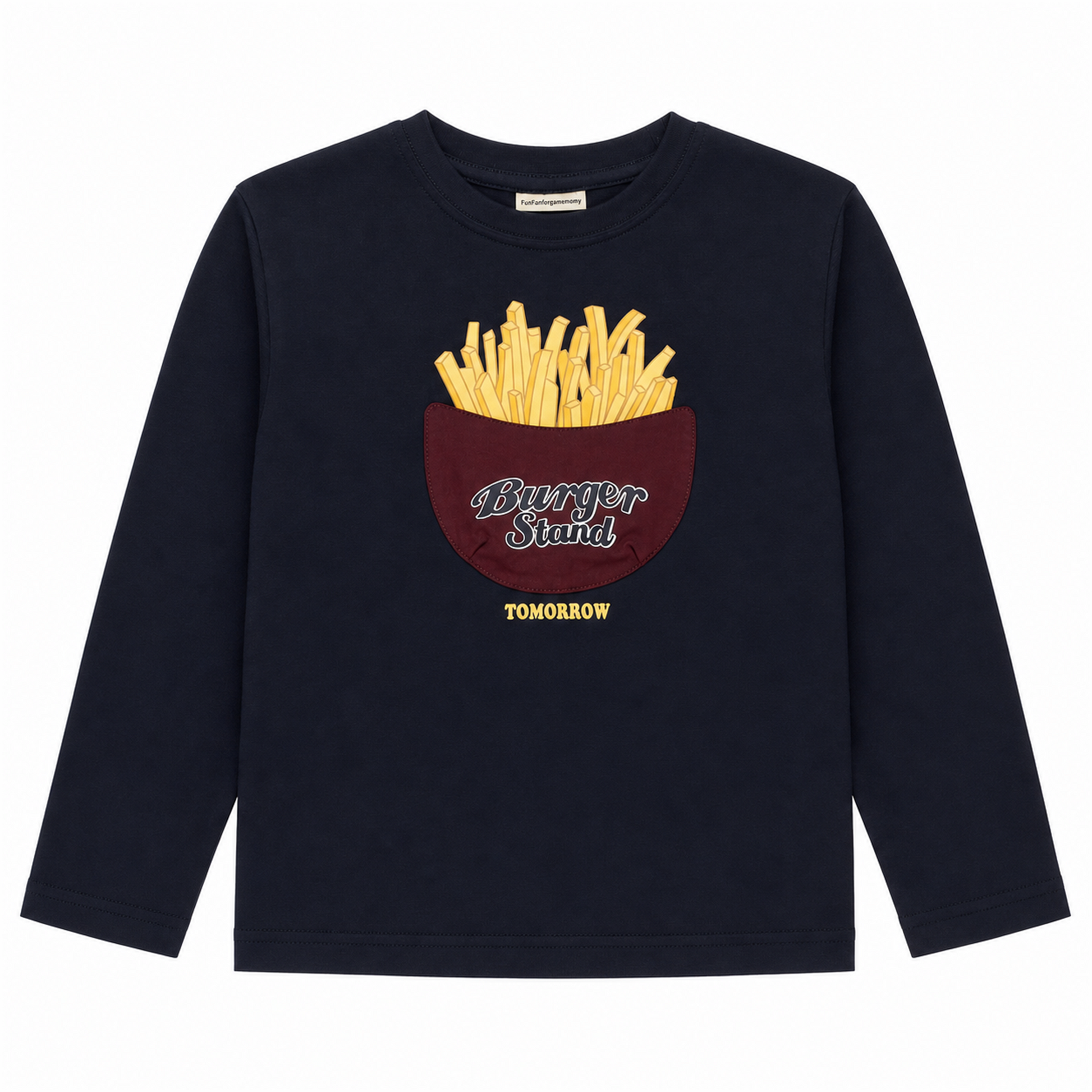 Raypon Popcorn Graphic Long-Sleeve Tee in Navy - front view