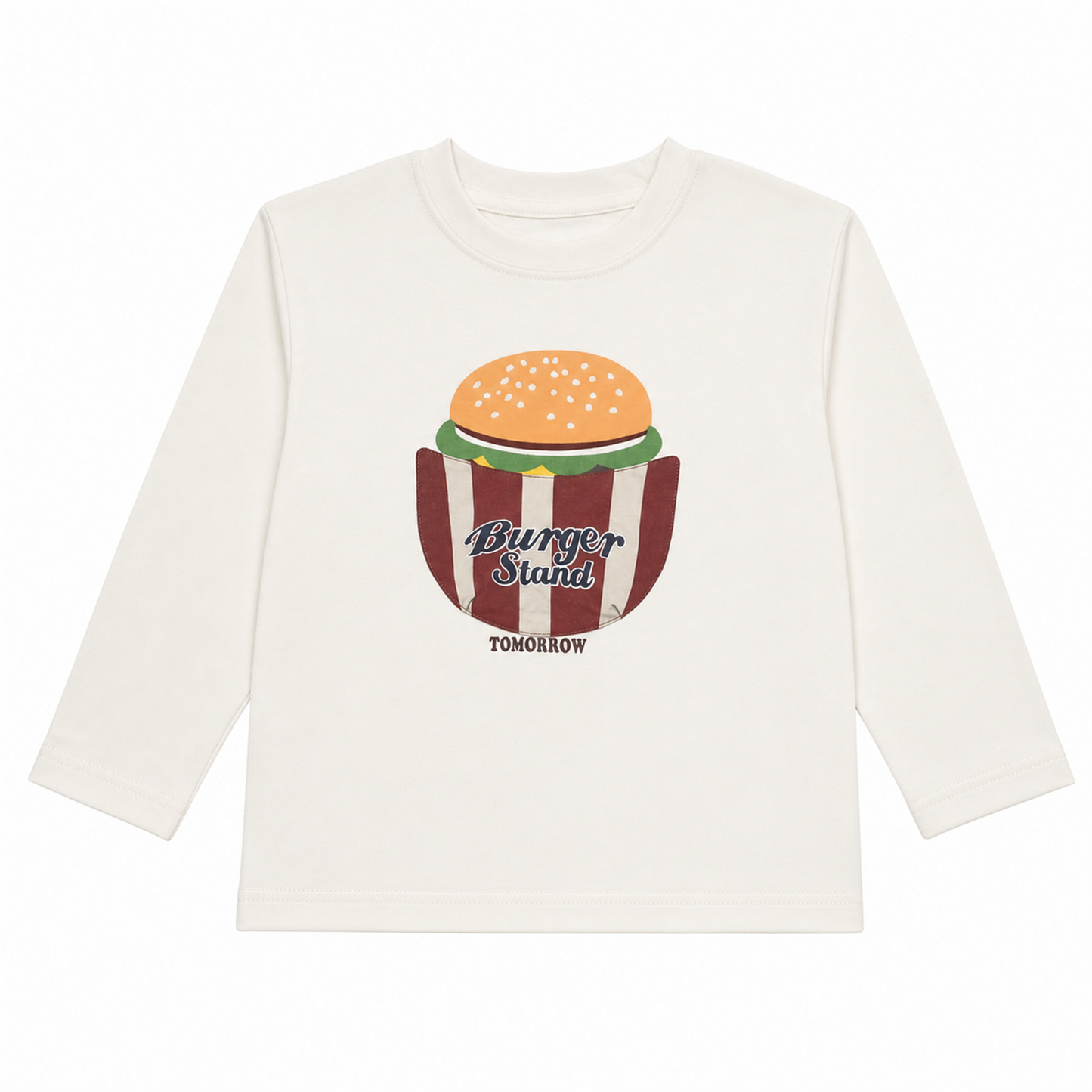Raypon Popcorn Graphic Long-Sleeve Tee in White - front view