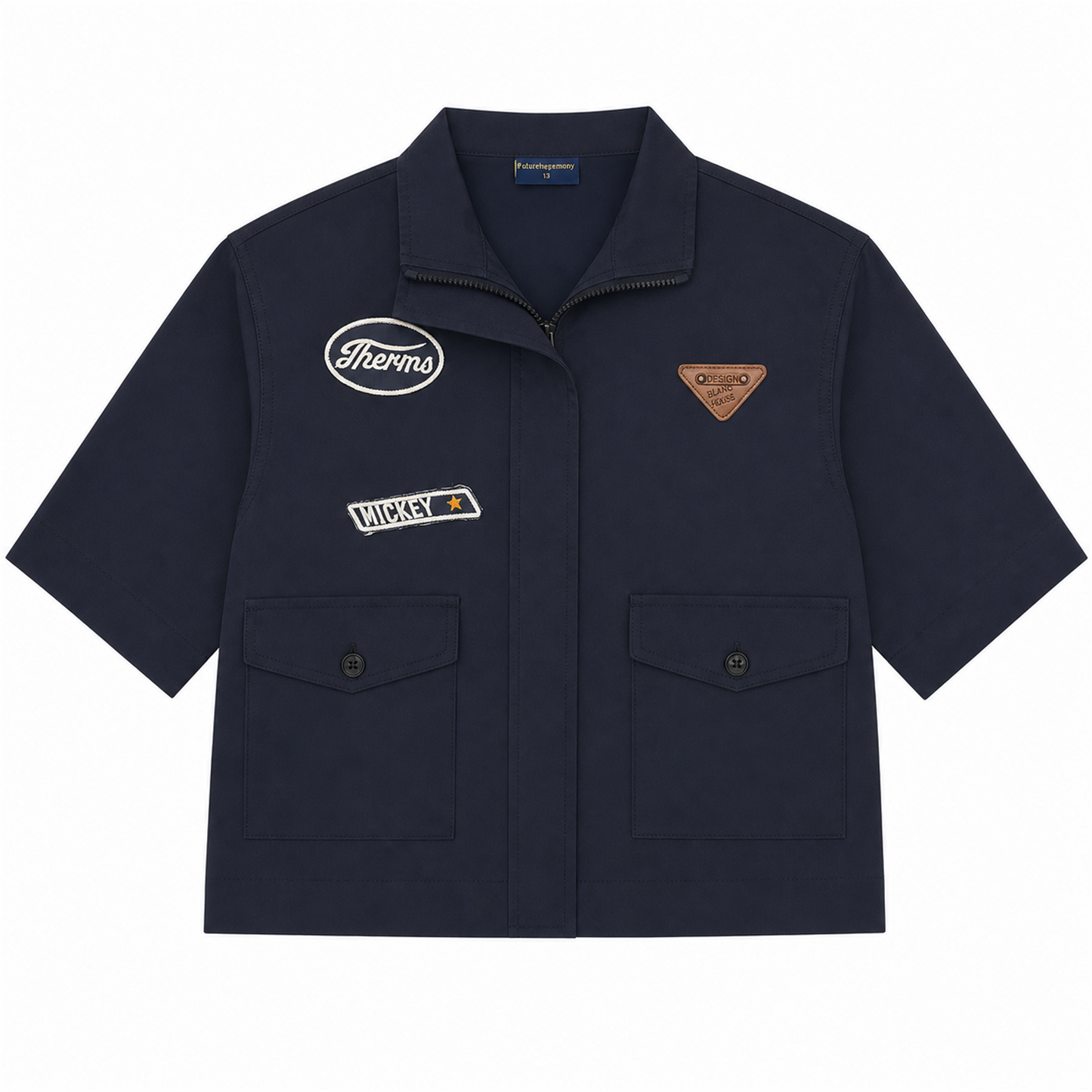 Raypon Antarctica Patch Windbreaker in Navy - front view