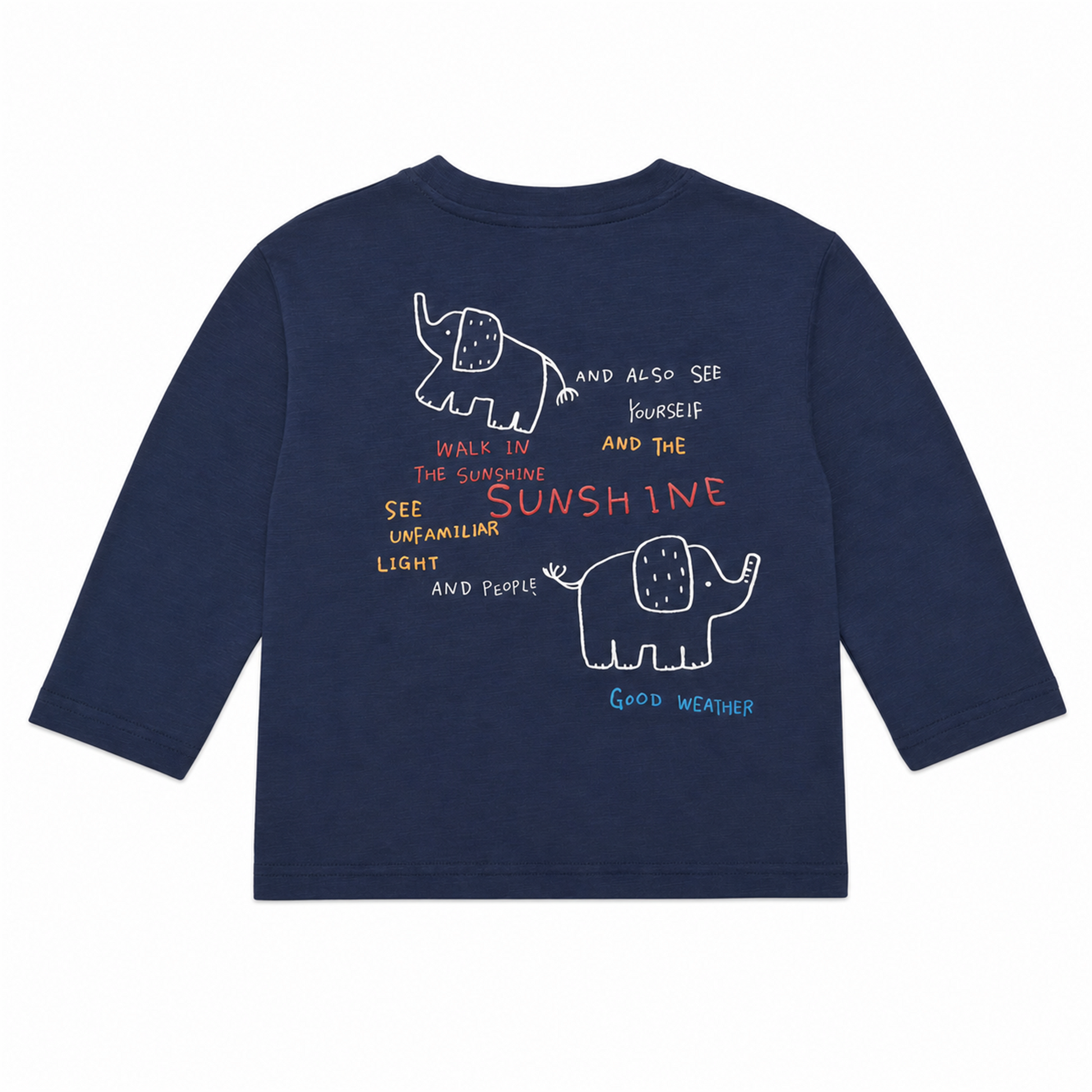 Raypon Chill City Elephant Long-Sleeve Tee in Navy - back view