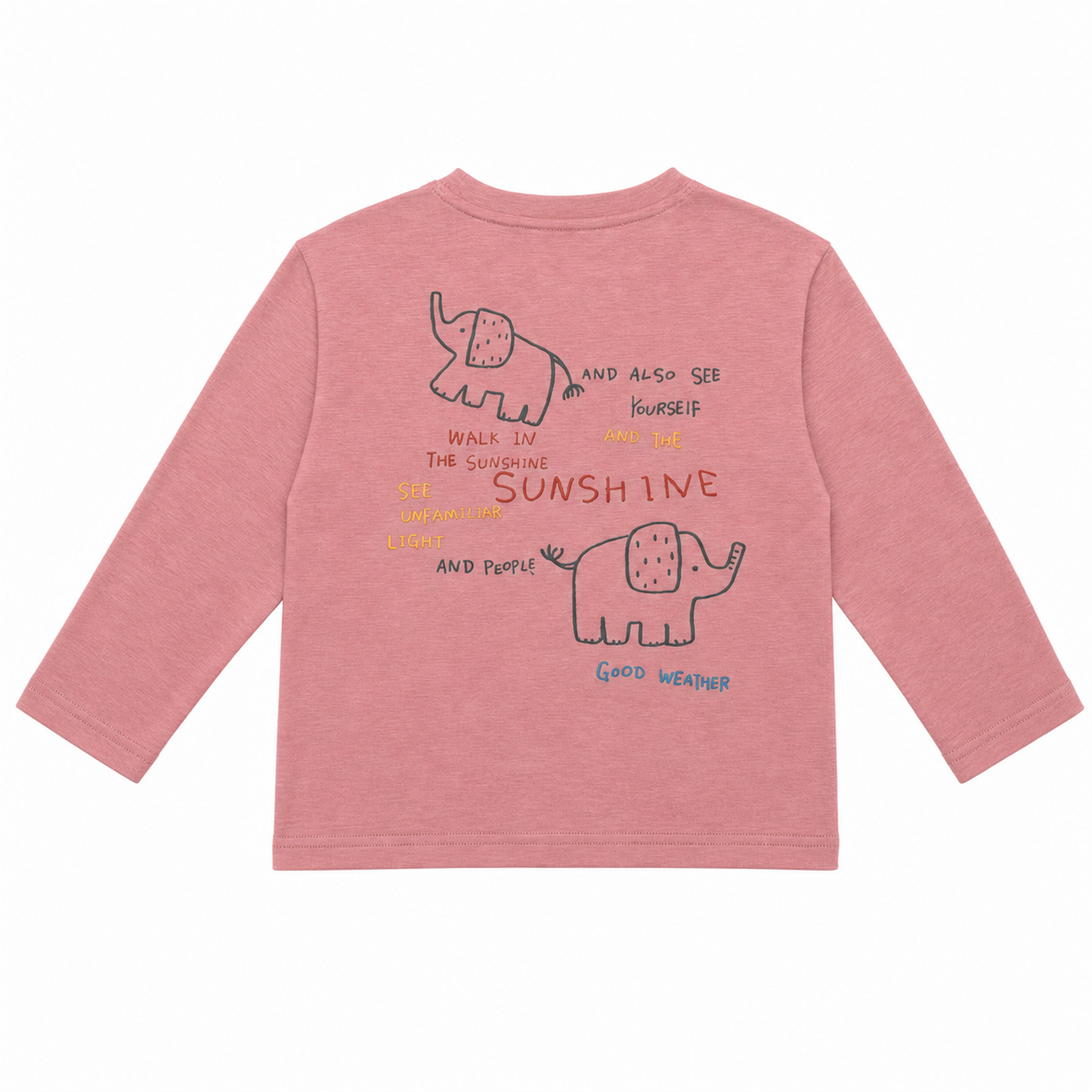 Raypon Chill City Elephant Long-Sleeve Tee in Pink - back view