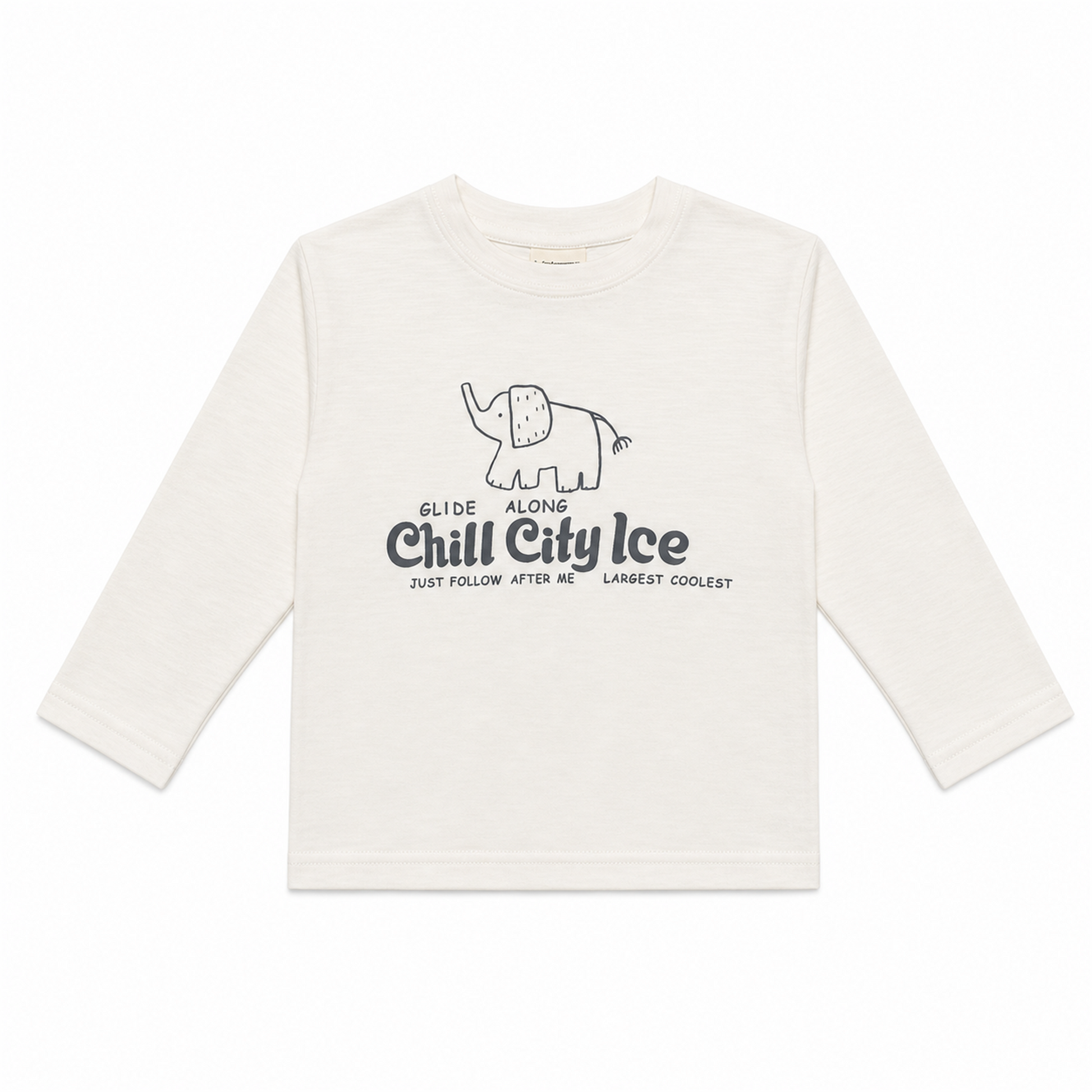 Raypon Chill City Elephant Long-Sleeve Tee in White - front view