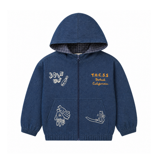 Raypon | Retro Riders | "Join Us" Denim Hooded Jacket – product view 1