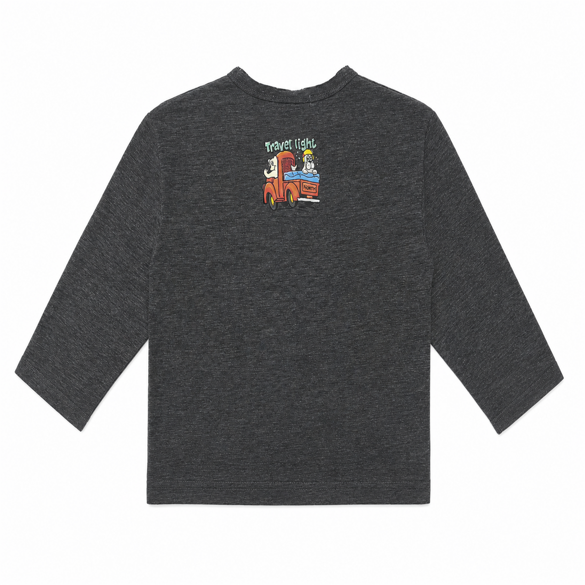 Raypon Excavator Graphic Long-Sleeve Tee in Heather Grey - back view