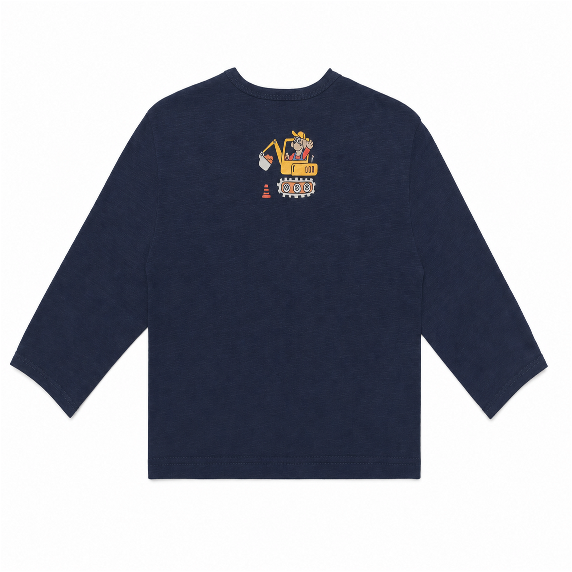Raypon Excavator Graphic Long-Sleeve Tee in Navy - back view